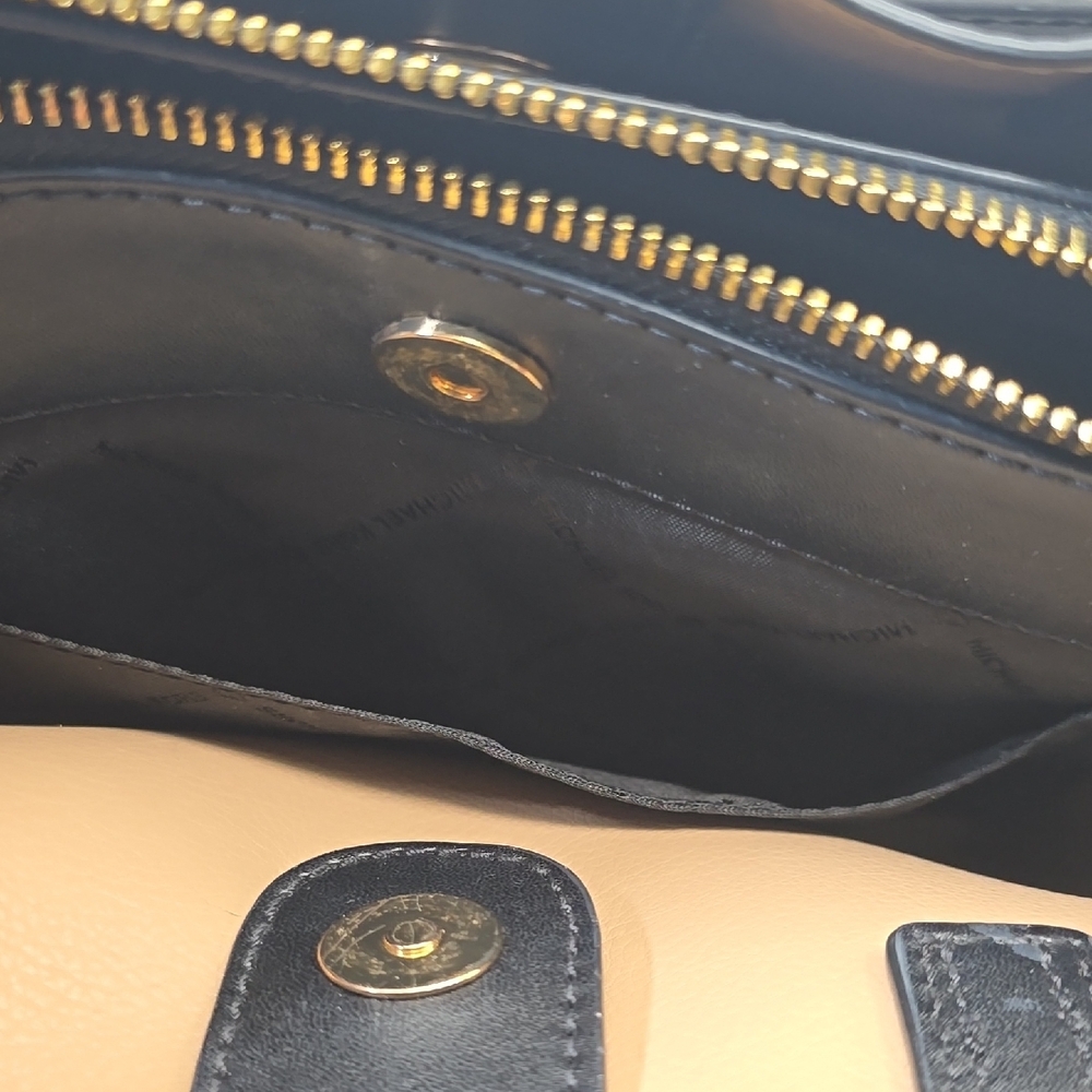 Michael Kors EMILIA Black Satchel with Gold Accents - Picture 9 of 13